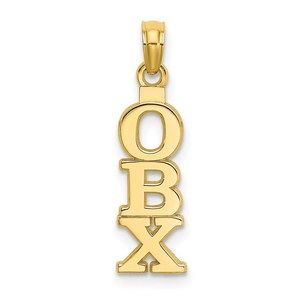 14k Yellow Gold Small Travel Polished OBX (Outer Banks) Vertical Charm